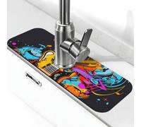 Tappetino paraspruzzi per lavello da cucina, tappetino per rubinetto e musica di violino super assorbente ad asciugatura rapida per cucina, bagno, 38,1 x 14 cm