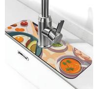 Tappetino paraspruzzi per lavello da cucina, tappetino per rubinetto per colazione, caffè, uova, avocado, super assorbente, ad asciugatura rapida, per cucina, bagno, 38,1 x 14 cm