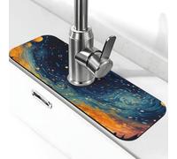 Tappetino paraspruzzi per lavello da cucina, tappetino per rubinetto, pianeta astratto, pianeta, cielo, super assorbente, ad asciugatura rapida, per cucina, bagno, 38,1 x 14 cm