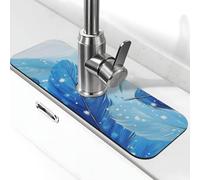 Tappetino paraspruzzi per lavello da cucina, tappetino per rubinetto, piuma blu acquerello super assorbente, tappetino ad asciugatura rapida per cucina, bagno, 38,1 x 14 cm