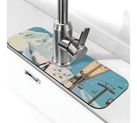Tappetino paraspruzzi per lavello da cucina, tappetino per rubinetto, sci, neve, montagna, super assorbente, ad asciugatura rapida, per cucina, bagno, 38,1 x 14 cm
