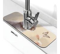 Tappetino paraspruzzi per lavello della cucina, tappetino per rubinetto, coniglio grigio e farfalla, super assorbente, ad asciugatura rapida, per cucina, bagno, 38,1 x 14 cm