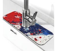 Tappetino paraspruzzi per lavello della cucina, tappetino per rubinetto del 4 luglio, bandiera degli Stati Uniti, super assorbente, ad asciugatura rapida, per cucina, bagno, 38,1 x 14 cm