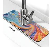 Tappetino paraspruzzi per lavello della cucina, tappetino per rubinetto, inchiostro colorato, super assorbente, ad asciugatura rapida, per cucina, bagno, 38,1 x 14 cm