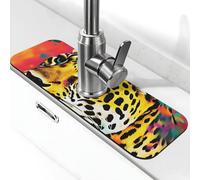 Tappetino paraspruzzi per lavello della cucina, tappetino per rubinetto, leopardi colorati, farfalle, super assorbente, ad asciugatura rapida, per cucina, bagno, 38,1 x 14 cm
