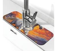 Tappetino paraspruzzi per lavello della cucina, tappetino per rubinetto, motivo cavallo bianco che corre fiori, super assorbente, ad asciugatura rapida, per cucina, bagno, 38,1 x 14 cm