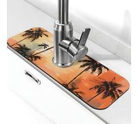 Tappetino paraspruzzi per lavello della cucina, tappetino per rubinetto, paesaggio con tramonto sul mare, pittura a olio, super assorbente, ad asciugatura rapida, tappetino per cucina, bagno, 38,1 x