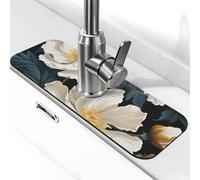 Tappetino paraspruzzi per lavello della cucina, tappetino per rubinetto, pianta tropicale, fiore verde, foglie di palma, super assorbente, ad asciugatura rapida, per cucina, bagno, 38,1 x 14 cm