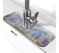 Tappetino paraspruzzi per rubinetto con montagne e aiuole innevate, tappetino per rubinetto della cucina, maniglia del rubinetto, vassoio raccogli gocce per bagno (38,1 x 14 cm)