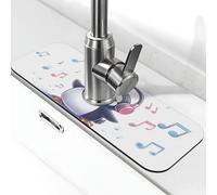 Tappetino paraspruzzi per rubinetto con pinguino che ascolta la musica, tappetino per rubinetto della cucina, tappetino antigoccia per bagno, 38,1 x 14 cm