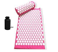 Tappetino per agopressione e cuscino con borsa set 26 × 40,6 cm tappetini per agopressione per schiena, collo e muscoli sollievo dal dolore - rosa