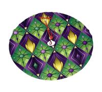 Tappetino per albero di Natale, motivo mardi gras Fleur De Lis, 122 cm, colorato, a zigzag, in peluche, decorazione per la casa, feste, festival