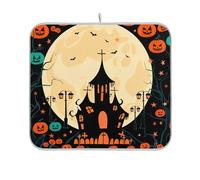 Tappetino per asciugare i piatti a forma di luna di Halloween, con motivo floreale, assorbente, a prova di calore, tappetino da cucina per piatti, 40,6 x 45,7 cm