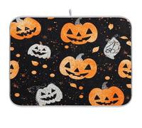 Tappetino per asciugare i piatti a forma di zucca glitterata di Halloween per asciugare il bancone della cucina opaco tappetino extra large per asciugare i piatti 18 x 24