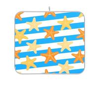 Tappetino per asciugare i piatti a righe blu e bianche con stella marina marina tappetini per asciugare i piatti da cucina 16 x 18 cm