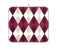 Tappetino per asciugare i piatti alla moda marrone rosso a scacchi rombo plaid per piano di lavoro della cucina protezione resistente al calore asciuga piatti opaco 16 x 18