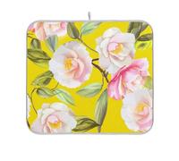 Tappetino per asciugare i piatti, assorbente, ad asciugatura rapida, colorato, per piano di lavoro, camelia, orchidea, fiori, rosa, da cucina, 45,7 x 61 cm