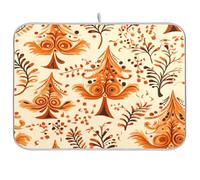 Tappetino per asciugare i piatti con alberi di Natale arancioni boho da cucina scolapiatti scolapiatti tappetino da cucina tappetino per asciugare i piatti grande 18 x 24