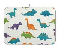 Tappetino per asciugare i piatti con dinosauri colorati per bancone della cucina, 45,7 x 40,6 cm, assorbente, tappetino da caffè reversibile