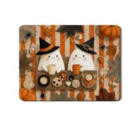 Tappetino per asciugare i piatti con fantasmi di Halloween per bancone della cucina, tappetino in gomma assorbente con zucca e ragno, tappetino in pelle PU autunnale per bar 45,7 x 61 cm