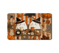 Tappetino per asciugare i piatti con fantasmi di Halloween per bancone della cucina, tappetino in gomma assorbente con zucca e ragno, tappetino in pelle PU autunnale per bar 30,5 x 50,8 cm
