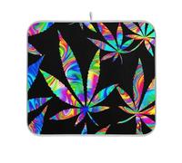 Tappetino per asciugare i piatti con foglie di cannabis fluo, tappetino assorbente per piatti, tappetino da cucina per piatti, 40,6 x 45,7 cm