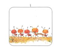 Tappetino per asciugare i piatti con formiche che trasportano cibo in una linea, tappetino da cucina, protezione per piano di lavoro, resistente al calore, tappetino resistente al calore, 16 x 18 cm