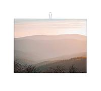 Tappetino per asciugare i piatti con montagne, alberi, tramonto e nebbia, decorazione da cucina, grande, 18 x 24 pollici