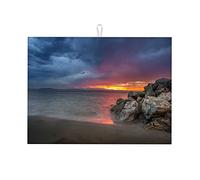 Tappetino per asciugare i piatti con motivo tramonto e notte, lavabile in lavatrice, grande, 18 x 24 pollici