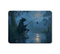 Tappetino per asciugare i piatti con scena di pesca spettrale per bancone della cucina, tappetino in gomma assorbente gotico blu scuro, tappetino in gomma assorbente per Halloween in pelle PU per bar