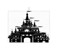 Tappetino per asciugare i piatti con silhouette di architettura del castello, tappetino resistente al calore, grande, 18 x 24 pollici