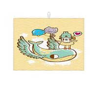 Tappetino per asciugare i piatti con simpatico cartone animato e paesaggio di animali, per la cucina, grande 18 x 24 pollici