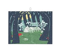 Tappetino per asciugare i piatti con simpatico cartone animato e paesaggio di animali, resistente al calore, grande, 18 x 24 pollici