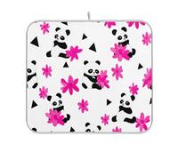 Tappetino per asciugare i piatti con stampe di animali, assorbente, ad asciugatura rapida, a prova di calore, tappetino da cucina per bancone della cucina, grazioso cartone animato, panda, fiori