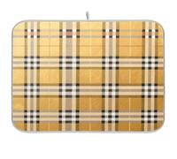 Tappetino per asciugare i piatti da cucina, a quadretti, colore nero, bianco, oro, 18 x 24 cm