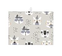 Tappetino per asciugare i piatti da cucina nordico con pois grigi e geometria, divertente, grande, 18 x 24 pollici