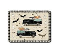 Tappetino per asciugare i piatti del camion nero vintage per bancone della cucina, fantasmi e pipistrelli di Halloween, tappetino in gomma assorbente autunnale in pelle PU per bancone della cucina
