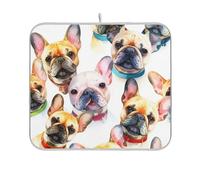 Tappetino per asciugare i piatti del cucciolo di bulldog francese ad acquerello, super assorbente, tappetino per asciugare i piatti, 40,6 x 45,7 cm