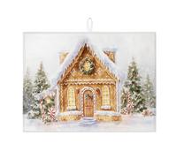 Tappetino per asciugare i piatti della casa di pan di zenzero per il bancone della cucina, accogliente tappetino assorbente invernale in microfibra per asciugatura per cucina, caffè, bar, protezione