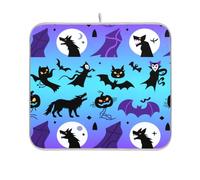 Tappetino per asciugare i piatti della cucina con lupo mannaro nero e zucca di Halloween tappetino per asciugare in lavastoviglie opaco resistente al calore tappetino 16 x 18
