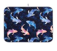 Tappetino per asciugare i piatti della cucina con pesce divertente notte stellata stuoie per asciugare piatti asciugatrice cucina 18 x 24