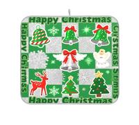 Tappetino per asciugare i piatti della cucina con renna di Natale grigio-verde tappetino scolapiatti vassoio scolapiatti 16 x 18