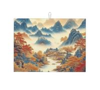 Tappetino per asciugare i piatti della pittura del paesaggio cinese per il bancone della cucina in microfibra assorbente scolapiatti riutilizzabile lavabile extra large 45,7 x 61 cm