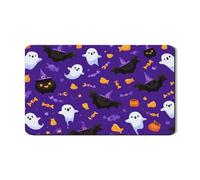 Tappetino per asciugare i piatti di Halloween per bancone della cucina, simpatici fantasmi e pipistrelli, tappetino in gomma assorbente, tappetino in pelle PU autunnale per cucina, bar, 30,5 x 50,8 cm