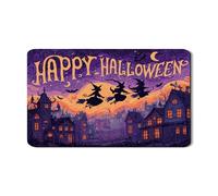 Tappetino per asciugare i piatti di Halloween per bancone della cucina, strega spettrale e casa stregata, tappetino in gomma assorbente autunnale in pelle PU per bar 30,5 x 50,8 cm