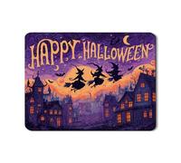Tappetino per asciugare i piatti di Halloween per bancone della cucina, strega spettrale e casa stregata, tappetino in gomma assorbente autunnale in pelle PU per bar 45,7 x 61 cm