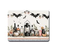 Tappetino per asciugare i piatti di Halloween per bancone della cucina, tappetino in gomma assorbente vintage con pipistrello e lanterna, tappetino per asciugare i piatti autunnali in pelle PU per bar
