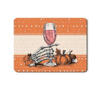 Tappetino per asciugare i piatti di Halloween per bancone della cucina, tappetino in gomma assorbente vintage a forma di scheletro a mano, tappetino in gomma assorbente per decorazione zucca autunnale