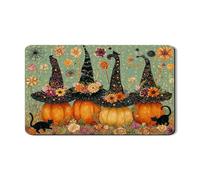 Tappetino per asciugare i piatti di Halloween per bancone della cucina, zucca e cappello da strega, tappetino in gomma assorbente, tappetino per asciugare i piatti autunnale floreale per la