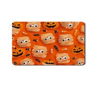 Tappetino per asciugare i piatti di Halloween per cucina, simpatiche mummia e zucca, tappetino in gomma assorbente per feste in pelle PU per bancone bar 30,5 x 50,8 cm